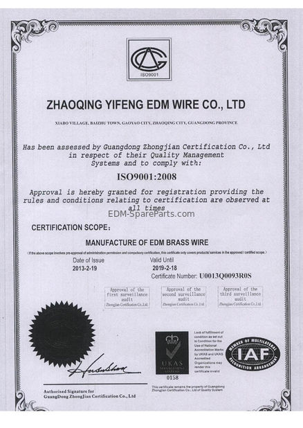চীন WEDOO CNC EDM TOOLS CO. LTD সার্টিফিকেশন